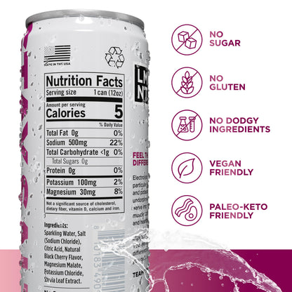 LMNT Sparkling Electrolyte Drink - Black Cherry Lime | 12-Count