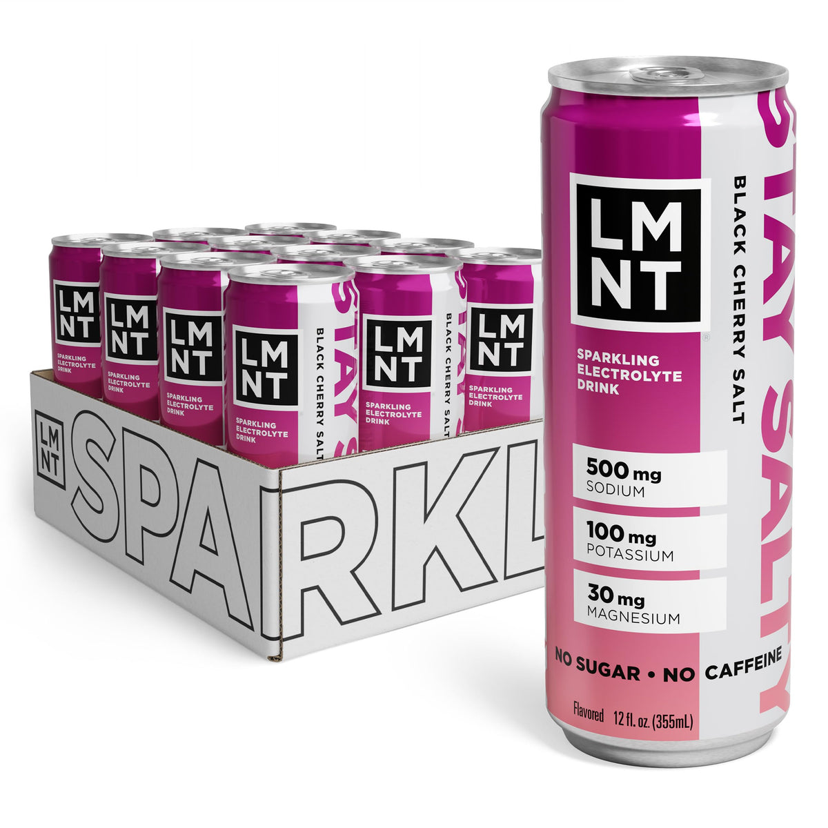 LMNT Sparkling Electrolyte Drink - Black Cherry Lime | 12-Count