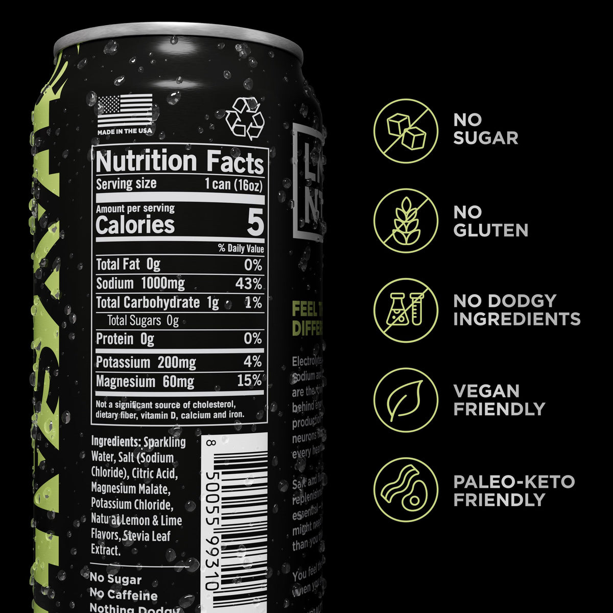 LMNT Sparkling Electrolyte Drink - Black Cherry Lime | 12-Count