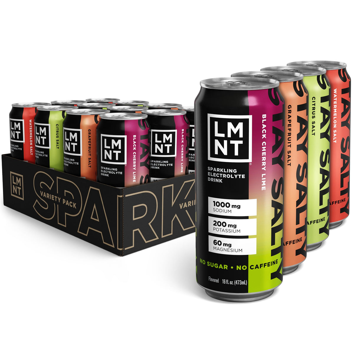 LMNT Sparkling Electrolyte Drink - Black Cherry Lime | 12-Count
